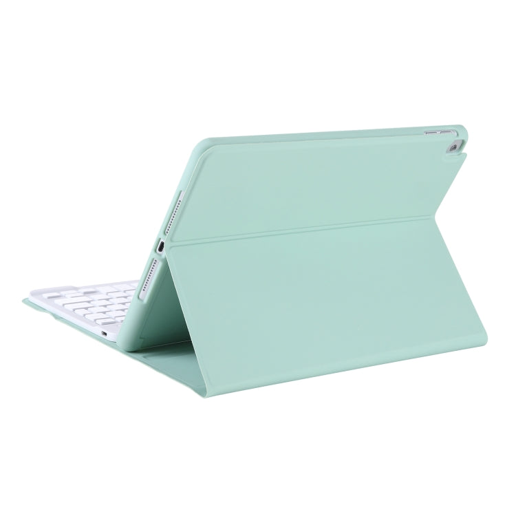 A07B-A Lambskin Texture Square Keycap Bluetooth Keyboard Leather Case with Touch Control For iPad 9.7 2018 & 2017 / Pro 9.7 inch / Air 2(Light Green) - free shipping - PMC TechLife - Order now!