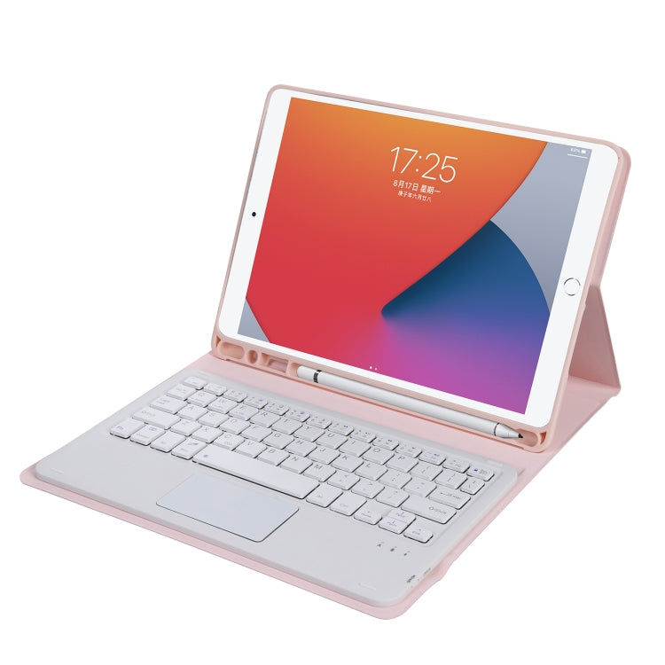 A07B-A Lambskin Texture Square Keycap Bluetooth Keyboard Leather Case with Touch Control For iPad 9.7 2018 & 2017 / Pro 9.7 inch / Air 2(Pink) - Universal by PMC TechLife | Online Shopping South Africa | PMC TechLife