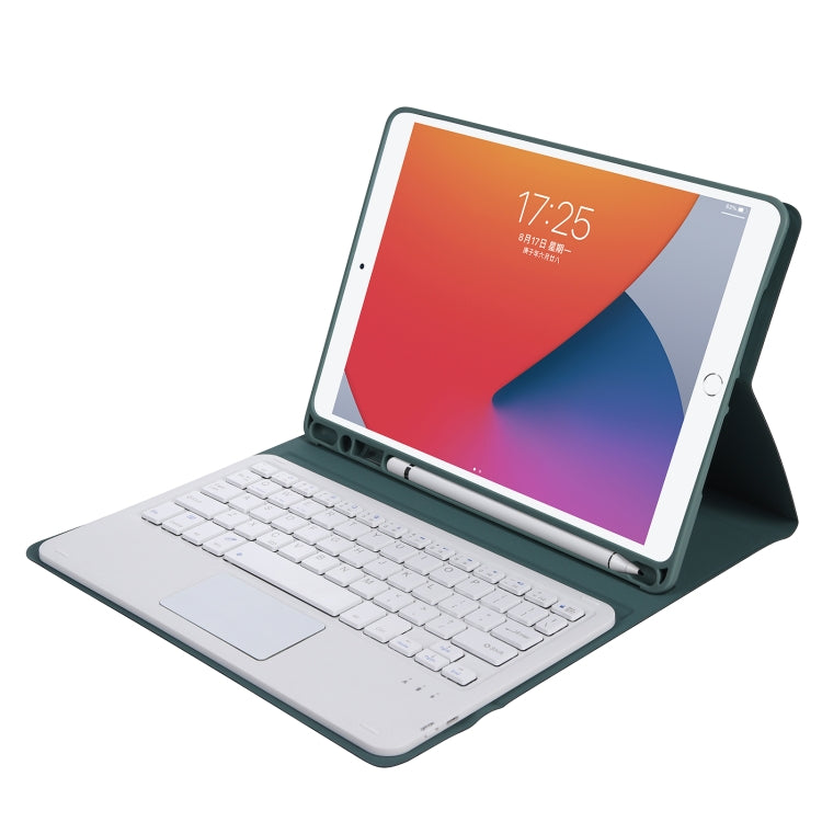A102B-A Lambskin Texture Square Keycap Bluetooth Keyboard Leather Case with Touch Control For iPad Pro 10.5 inch / 10.2 2021 & 2020 & 2019 / Air 3(Dark Green) - Universal by PMC TechLife | Online Shopping South Africa | PMC TechLife