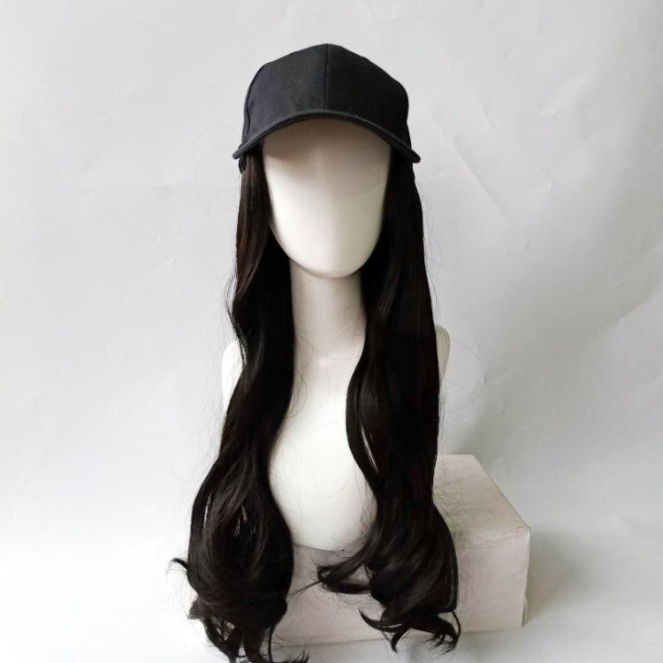 Hat Big Curve Wig One-piece Long Curly Chemical Fiber Headgear for Women(Black) - free shipping - PMC TechLife - Order now!