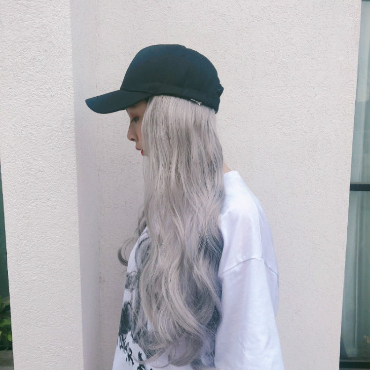 Hat Big Curve Wig One-piece Long Curly Chemical Fiber Headgear for Women(Black) - free shipping - PMC TechLife - Order now!
