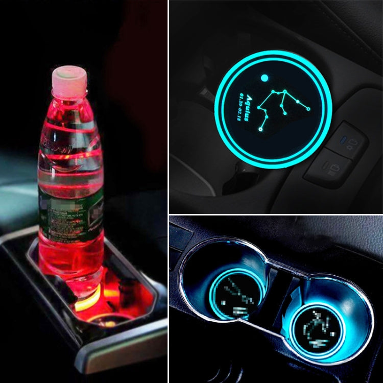 2 PCS Car Constellation Series AcrylicColorful USB Charger Water Cup Groove LED Atmosphere Light(Aquarius) - Car Drink Holders by PMC TechLife | Online Shopping South Africa | PMC TechLife | Buy Now Pay Later Mobicred