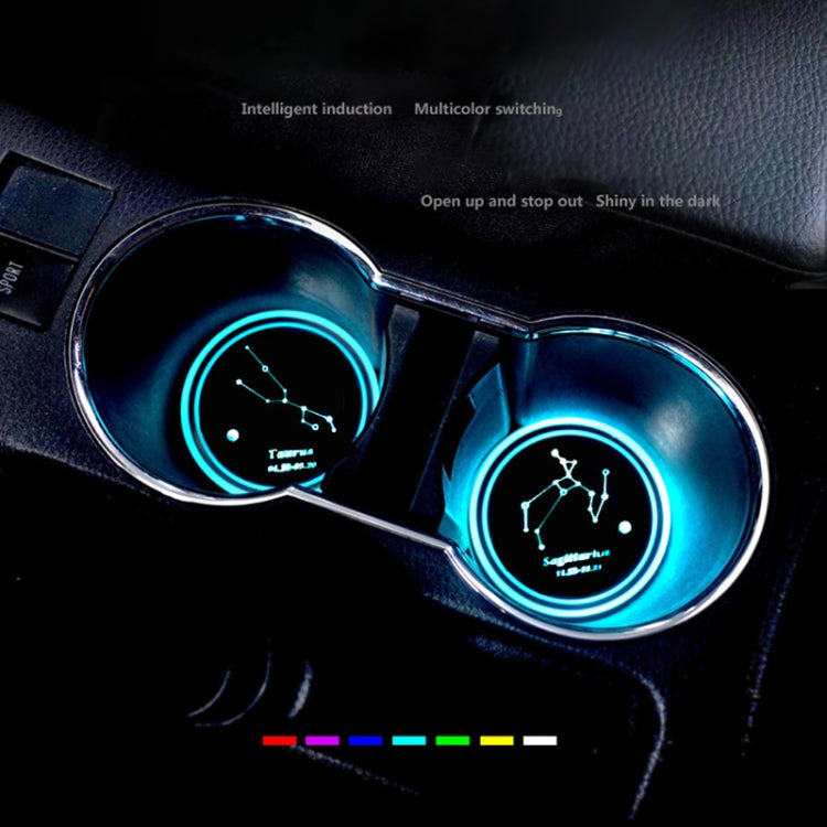 2 PCS Car Constellation Series AcrylicColorful USB Charger Water Cup Groove LED Atmosphere Light(Aquarius) - Car Drink Holders by PMC TechLife | Online Shopping South Africa | PMC TechLife | Buy Now Pay Later Mobicred