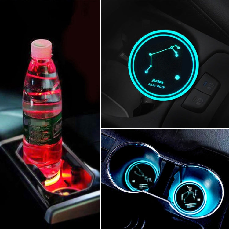 2 PCS Car Constellation Series AcrylicColorful USB Charger Water Cup Groove LED Atmosphere Light(Aries) - free shipping - PMC TechLife - Order now!