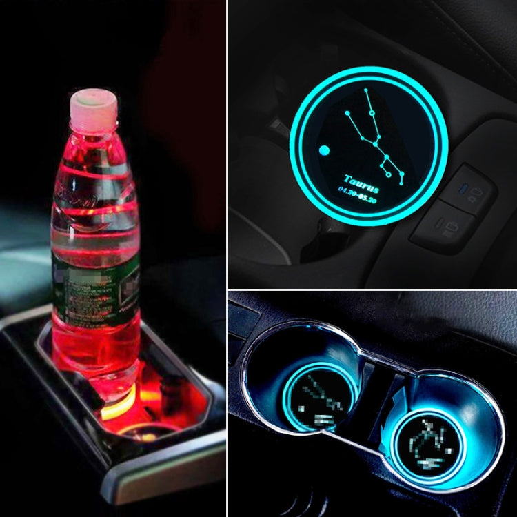2 PCS Car Constellation Series AcrylicColorful USB Charger Water Cup Groove LED Atmosphere Light(Taurus) - Car Drink Holders by PMC TechLife | Online Shopping South Africa | PMC TechLife | Buy Now Pay Later Mobicred