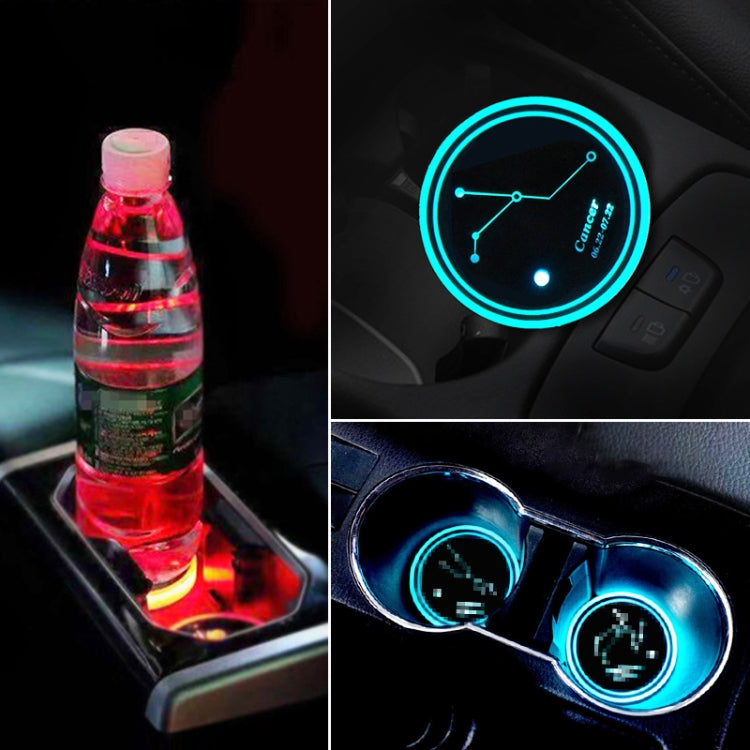 2 PCS Car Constellation Series AcrylicColorful USB Charger Water Cup Groove LED Atmosphere Light(Cancer) - Car Drink Holders by PMC TechLife | Online Shopping South Africa | PMC TechLife | Buy Now Pay Later Mobicred