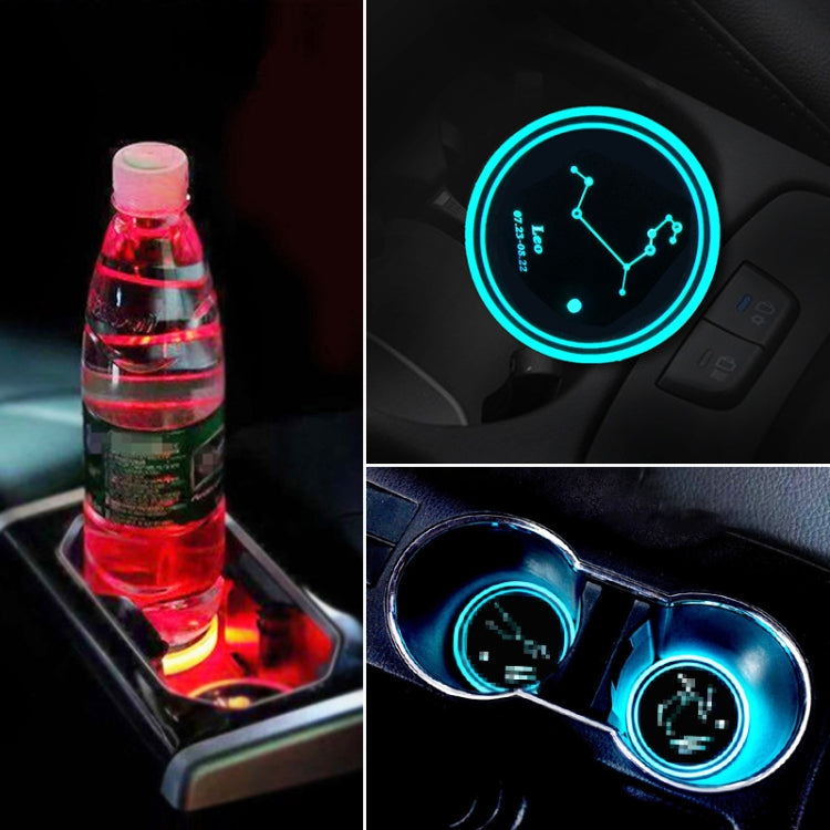 2 PCS Car Constellation Series AcrylicColorful USB Charger Water Cup Groove LED Atmosphere Light(Leo) - Car Drink Holders by PMC TechLife | Online Shopping South Africa | PMC TechLife | Buy Now Pay Later Mobicred