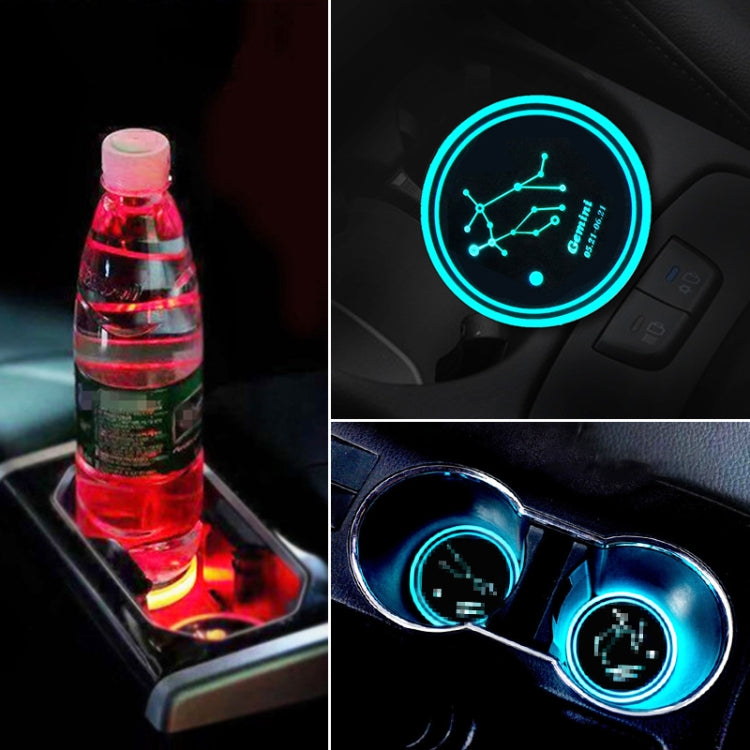 2 PCS Car Constellation Series AcrylicColorful USB Charger Water Cup Groove LED Atmosphere Light(Gemini) - Car Drink Holders by PMC TechLife | Online Shopping South Africa | PMC TechLife | Buy Now Pay Later Mobicred