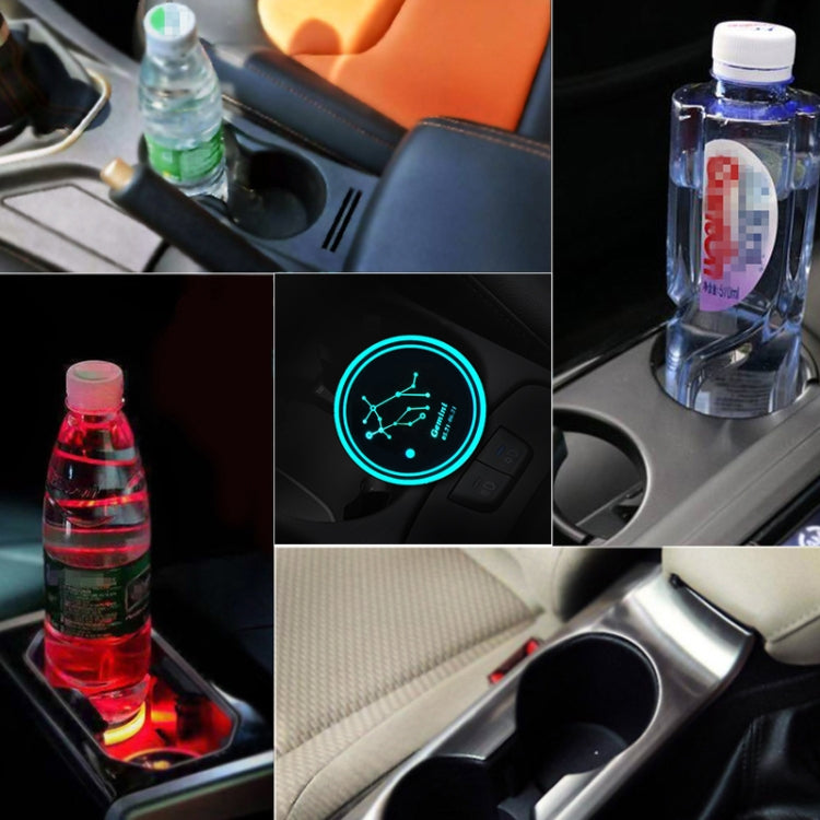 2 PCS Car Constellation Series AcrylicColorful USB Charger Water Cup Groove LED Atmosphere Light(Gemini) - Car Drink Holders by PMC TechLife | Online Shopping South Africa | PMC TechLife | Buy Now Pay Later Mobicred