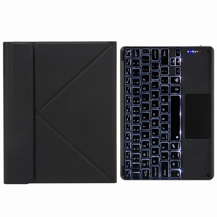 H-102CS Touch Backlight Bluetooth Keyboard Leather Case with Rear Three-fold Holder For iPad 10.2 2020 & 2019 / Pro 10.5 inch(Black) - Universal by PMC TechLife | Online Shopping South Africa | PMC TechLife