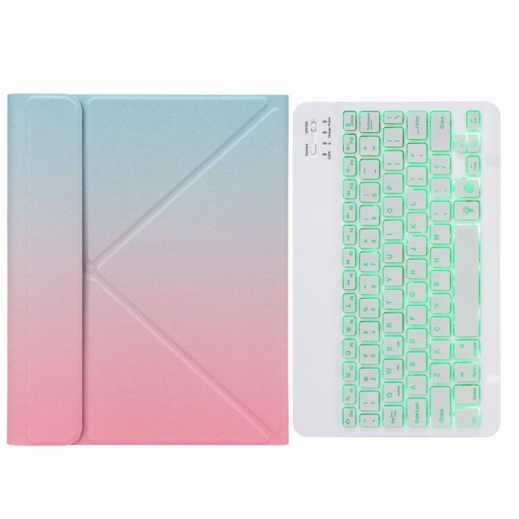 H-102S Monochrome Backlight Bluetooth Keyboard Leather Case with Rear Three-fold Holder For iPad 10.2 2020 & 2019 / Pro 10.5 inch(Pink Blue) - Universal by PMC TechLife | Online Shopping South Africa | PMC TechLife