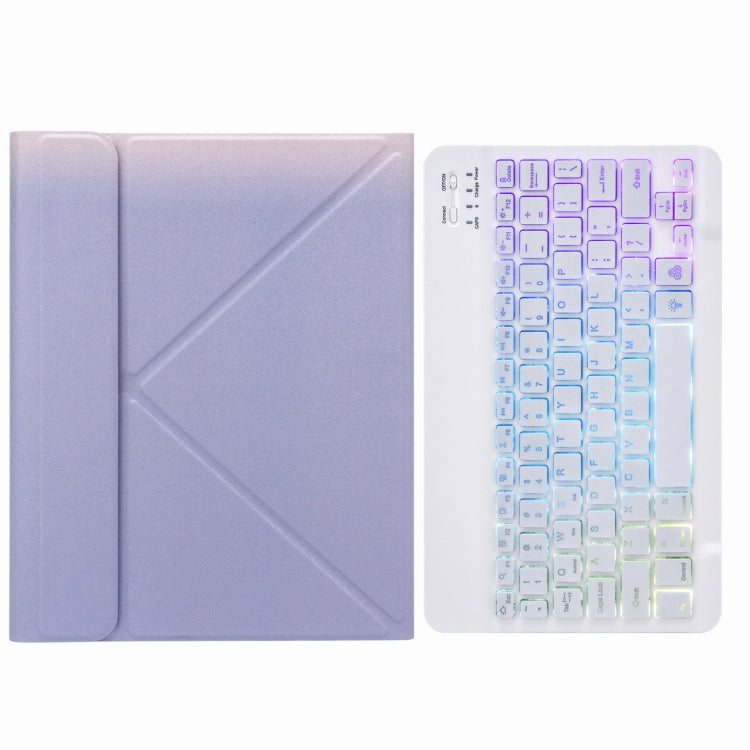 H-102S3 Tri-color Backlight Bluetooth Keyboard Leather Case with Rear Three-fold Holder For iPad 10.2 2020 & 2019 / Pro 10.5 inch(Purple) - Universal by PMC TechLife | Online Shopping South Africa | PMC TechLife