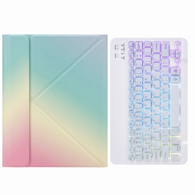 H-097S3 Tri-color Backlight Bluetooth Keyboard Leather Case with Rear Three-fold Holder For iPad 9.7 2018 & 2017(Rainbow) - Universal by PMC TechLife | Online Shopping South Africa | PMC TechLife