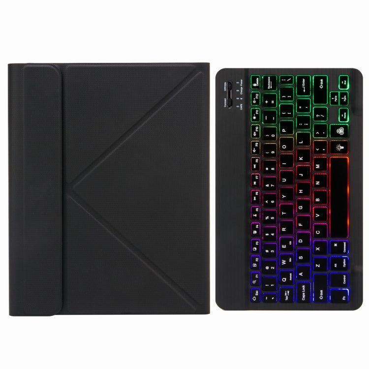 H-097S3 Tri-color Backlight Bluetooth Keyboard Leather Case with Rear Three-fold Holder For iPad 9.7 2018 & 2017(Black) - Universal by PMC TechLife | Online Shopping South Africa | PMC TechLife
