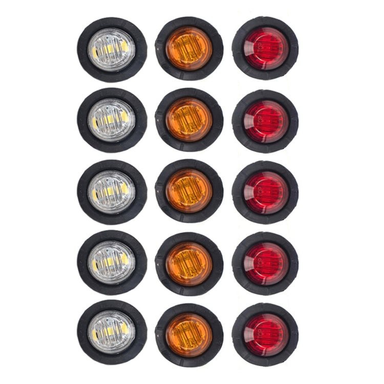 A5015 15 in 1 Red + Amber + White Light Truck Trailer LED Round Side Marker Lamp - Warning Lights by PMC TechLife | Online Shopping South Africa | PMC TechLife | Buy Now Pay Later Mobicred