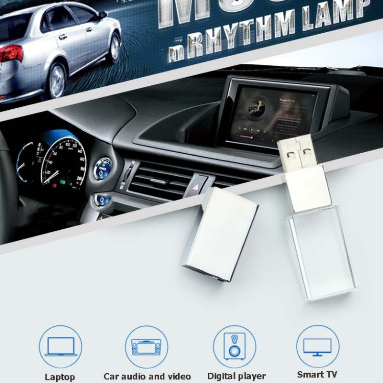 Crystal Flash Light Emitting USB 2.0 Flash Drive Car Music USB Flash Drive, Capacity:8GB(White) - USB Flash Drives by PMC TechLife | Online Shopping South Africa | PMC TechLife | Buy Now Pay Later Mobicred