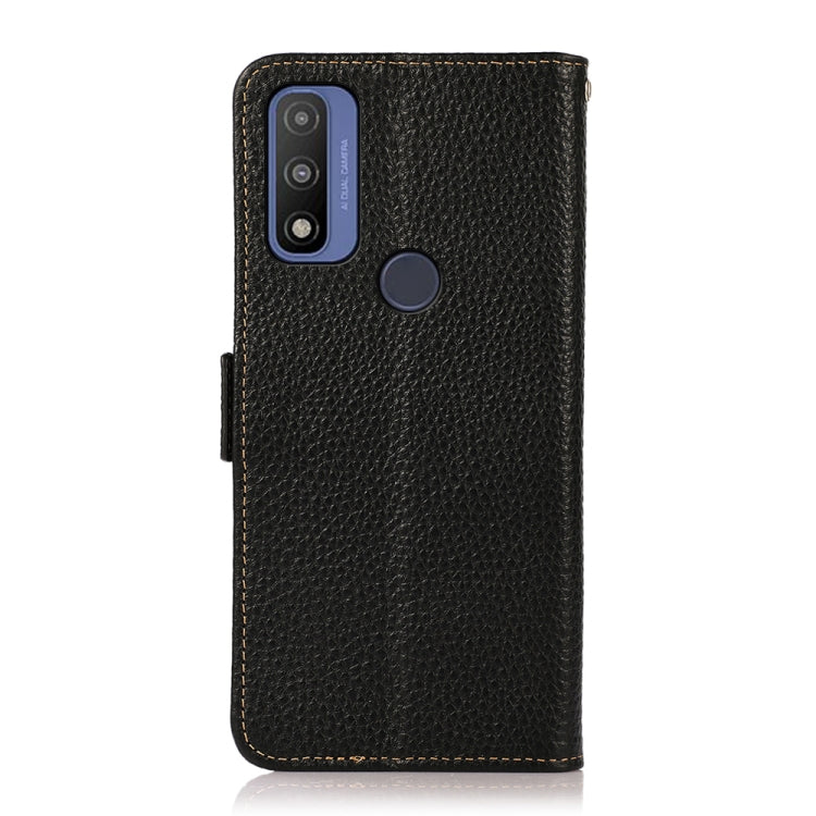 For Motorola G Pure KHAZNEH Side-Magnetic Litchi Genuine Leather RFID Case(Black) - Motorola Cases by PMC TechLife | Online Shopping South Africa | PMC TechLife | Buy Now Pay Later Mobicred