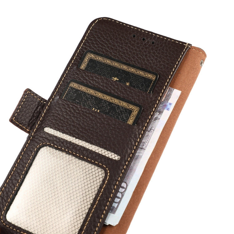 For Sony Xperia 1 III KHAZNEH Side-Magnetic Litchi Genuine Leather RFID Case(Brown) - Sony Cases by PMC TechLife | Online Shopping South Africa | PMC TechLife | Buy Now Pay Later Mobicred