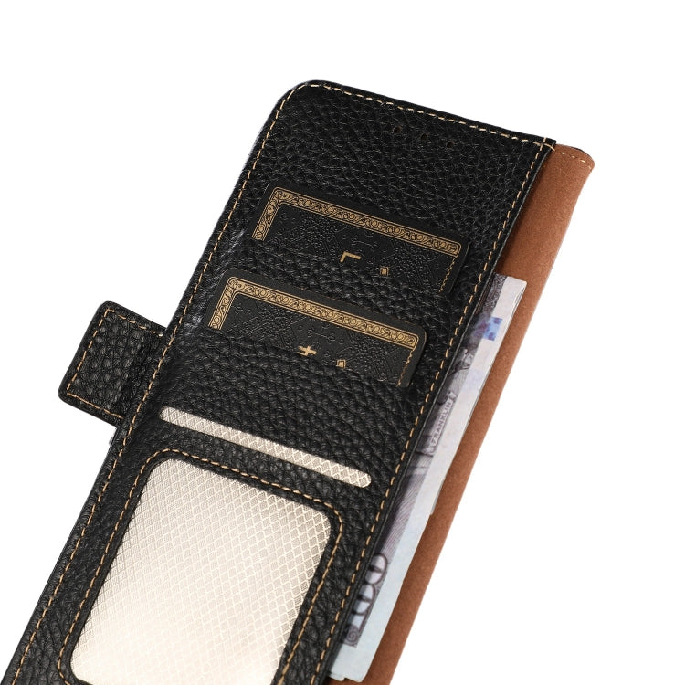 For Sony Xperia 10 III KHAZNEH Side-Magnetic Litchi Genuine Leather RFID Case(Black) - Sony Cases by PMC TechLife | Online Shopping South Africa | PMC TechLife | Buy Now Pay Later Mobicred