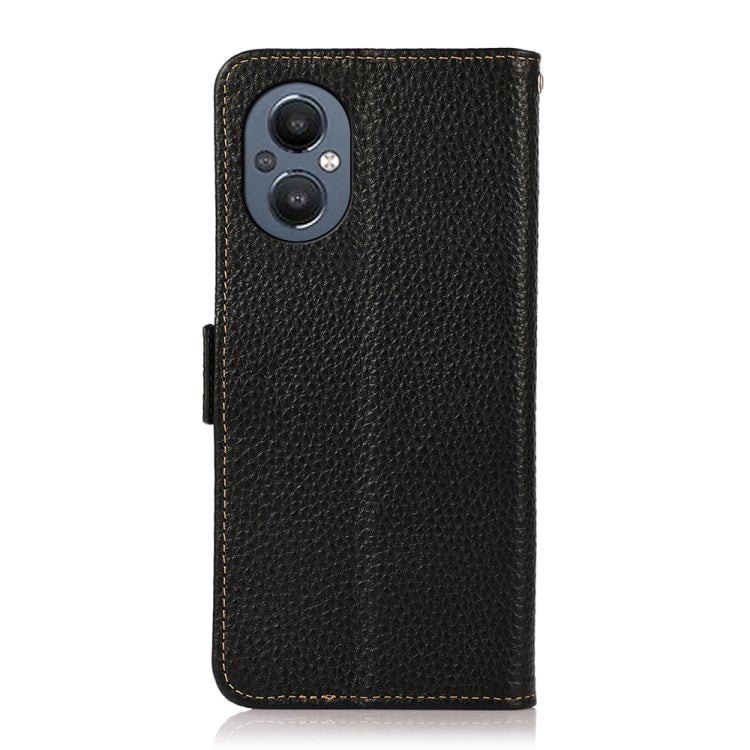 For OnePlus N20 5G KHAZNEH Side-Magnetic Litchi Genuine Leather RFID Phone Case(Black) - OnePlus Cases by PMC TechLife | Online Shopping South Africa | PMC TechLife | Buy Now Pay Later Mobicred