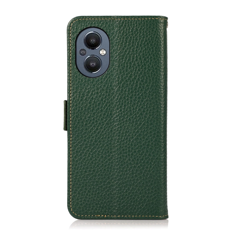 For OnePlus N20 5G KHAZNEH Side-Magnetic Litchi Genuine Leather RFID Phone Case(Green) - OnePlus Cases by PMC TechLife | Online Shopping South Africa | PMC TechLife | Buy Now Pay Later Mobicred