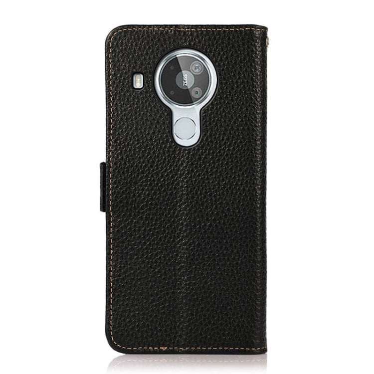 For Nokia 7.3 KHAZNEH Side-Magnetic Litchi Genuine Leather RFID Phone Case(Black) - Nokia Cases by PMC TechLife | Online Shopping South Africa | PMC TechLife | Buy Now Pay Later Mobicred