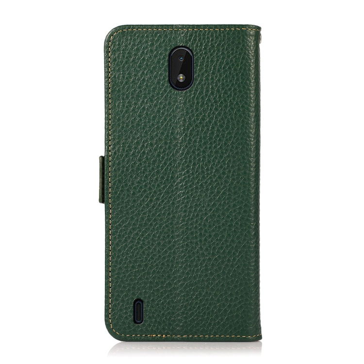 For Nokia C01 Core / C01 Plus KHAZNEH Side-Magnetic Litchi Genuine Leather RFID Phone Case(Green) - Nokia Cases by PMC TechLife | Online Shopping South Africa | PMC TechLife | Buy Now Pay Later Mobicred