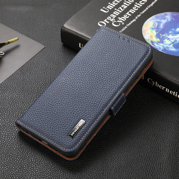 For Nokia C10 / C20 KHAZNEH Side-Magnetic Litchi Genuine Leather RFID Phone Case(Blue) - Nokia Cases by PMC TechLife | Online Shopping South Africa | PMC TechLife | Buy Now Pay Later Mobicred