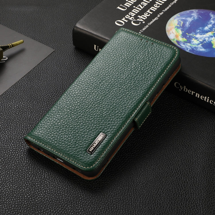 For Nokia G300 KHAZNEH Side-Magnetic Litchi Genuine Leather RFID Phone Case(Green) - Nokia Cases by PMC TechLife | Online Shopping South Africa | PMC TechLife | Buy Now Pay Later Mobicred