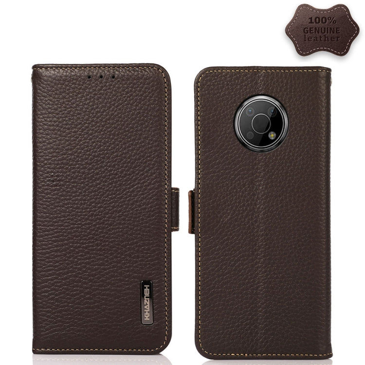 For Nokia G300 KHAZNEH Side-Magnetic Litchi Genuine Leather RFID Phone Case(Brown) - free shipping - PMC TechLife - Order now!