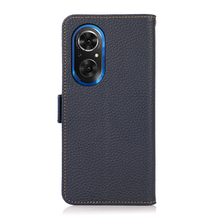 For Honor 50 SE KHAZNEH Side-Magnetic Litchi Genuine Leather RFID Phone Case(Blue) - Honor Cases by PMC TechLife | Online Shopping South Africa | PMC TechLife | Buy Now Pay Later Mobicred