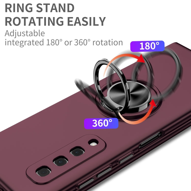 For Samsung Galaxy Fold Armor Ring Holder Phone Case(Wine Red) - Galaxy Phone Cases by PMC TechLife | Online Shopping South Africa | PMC TechLife | Buy Now Pay Later Mobicred