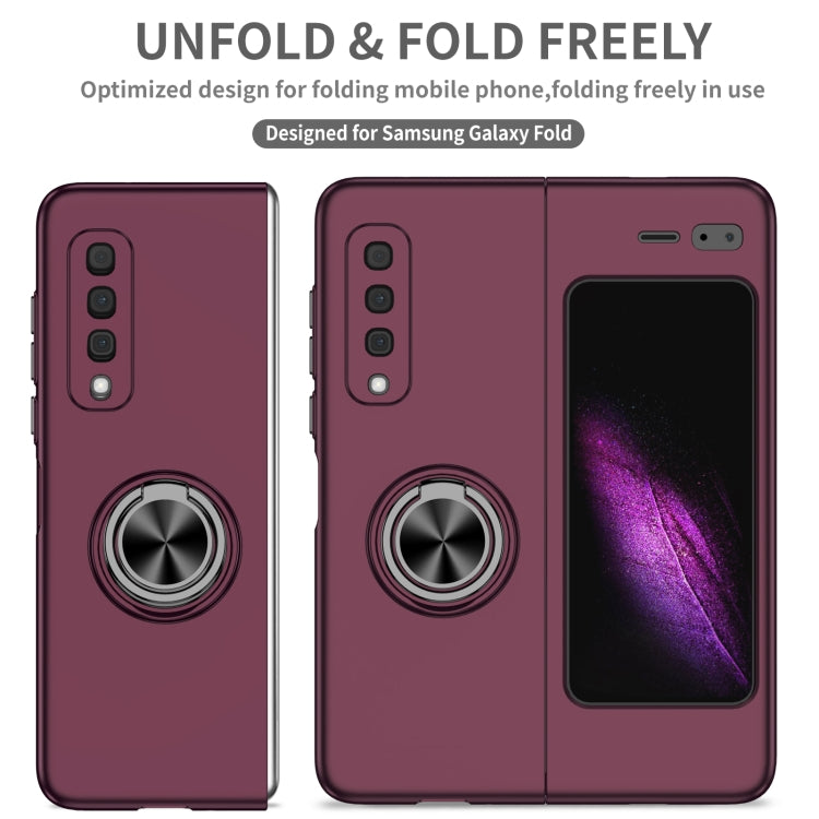 For Samsung Galaxy Fold Armor Ring Holder Phone Case(Wine Red) - Galaxy Phone Cases by PMC TechLife | Online Shopping South Africa | PMC TechLife | Buy Now Pay Later Mobicred