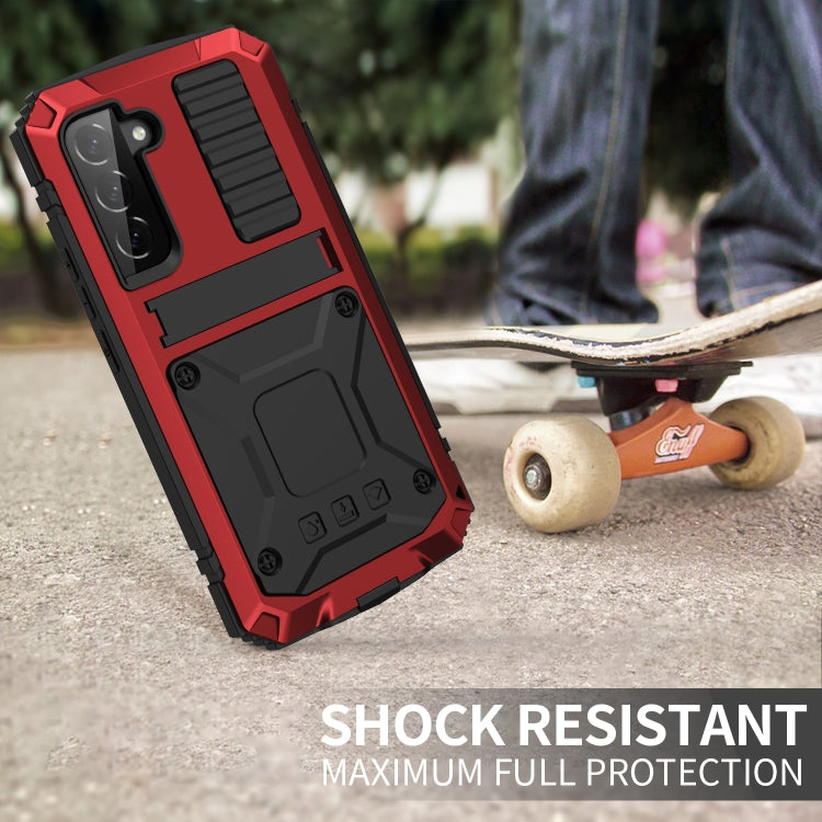 For Samsung Galaxy S22 5G R-JUST Metal + Silicone Holder Phone Case(Red) - free shipping - PMC TechLife - Order now!