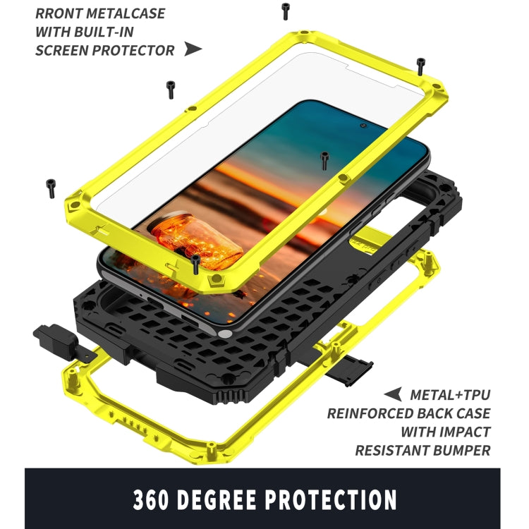 For Samsung Galaxy S22+ 5G R-JUST Metal + Silicone Holder Phone Case(Yellow) - free shipping - PMC TechLife - Order now!
