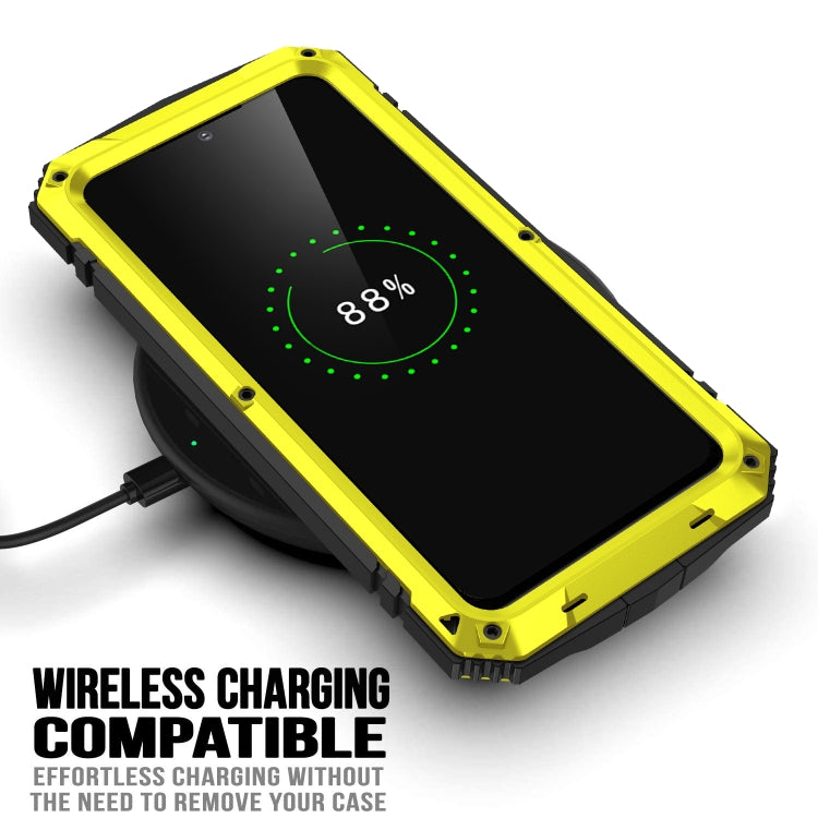 For Samsung Galaxy S22+ 5G R-JUST Metal + Silicone Holder Phone Case(Yellow) - free shipping - PMC TechLife - Order now!