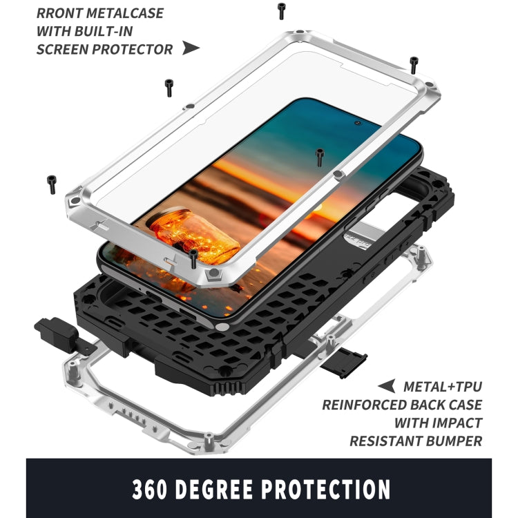 For Samsung Galaxy S22+ 5G R-JUST Metal + Silicone Holder Phone Case(Silver) - Galaxy S22+ 5G Cases by R-JUST | Online Shopping South Africa | PMC TechLife | Buy Now Pay Later Mobicred