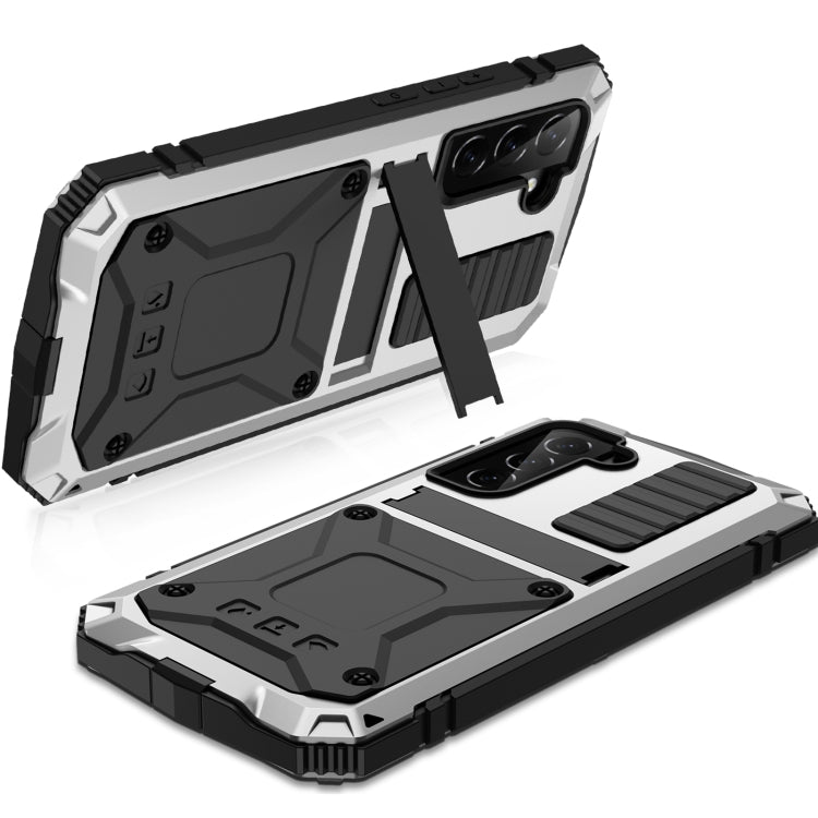 For Samsung Galaxy S22+ 5G R-JUST Metal + Silicone Holder Phone Case(Silver) - Galaxy S22+ 5G Cases by R-JUST | Online Shopping South Africa | PMC TechLife | Buy Now Pay Later Mobicred