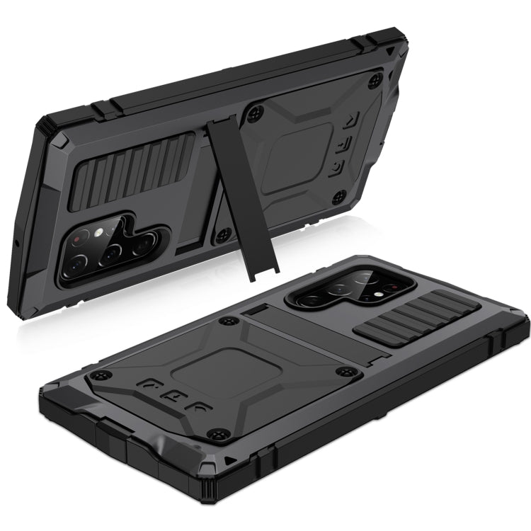 For Samsung Galaxy S22 Ultra 5G R-JUST Metal + Silicone Holder Phone Case(Black) - free shipping - PMC TechLife - Order now!