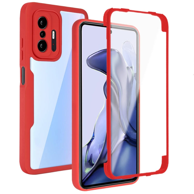 For Xiaomi Mi 11T / 11T Pro Acrylic + TPU 360 Degrees Full Coverage Shockproof Phone Case(Red) - Xiaomi Cases by PMC TechLife | Online Shopping South Africa | PMC TechLife | Buy Now Pay Later Mobicred