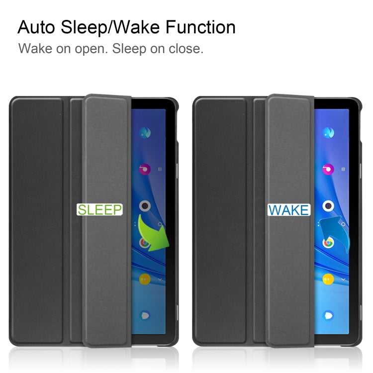 For TCL Tab 10s Three-folding Holder Custer Texture Leather Tablet Case(Black) - Others by PMC TechLife | Online Shopping South Africa | PMC TechLife | Buy Now Pay Later Mobicred