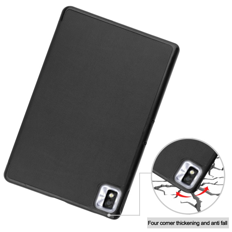 For TCL Tab 10s Three-folding Holder Custer Texture Leather Tablet Case(Black) - Others by PMC TechLife | Online Shopping South Africa | PMC TechLife | Buy Now Pay Later Mobicred