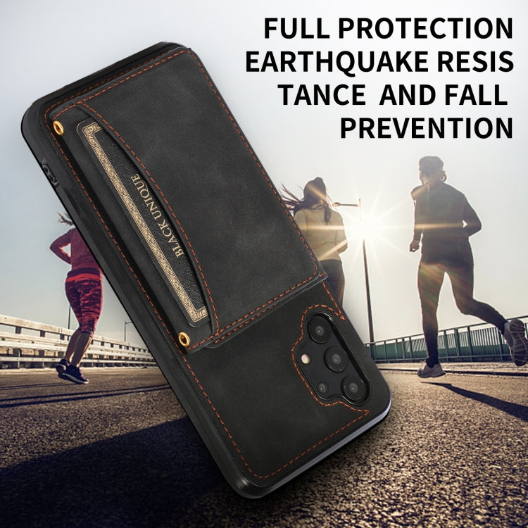 For Samsung Galaxy A32 4G Three-fold Leather Phone Case with Card Slot & Wallet & Holder(Black) - Galaxy Phone Cases by PMC TechLife | Online Shopping South Africa | PMC TechLife