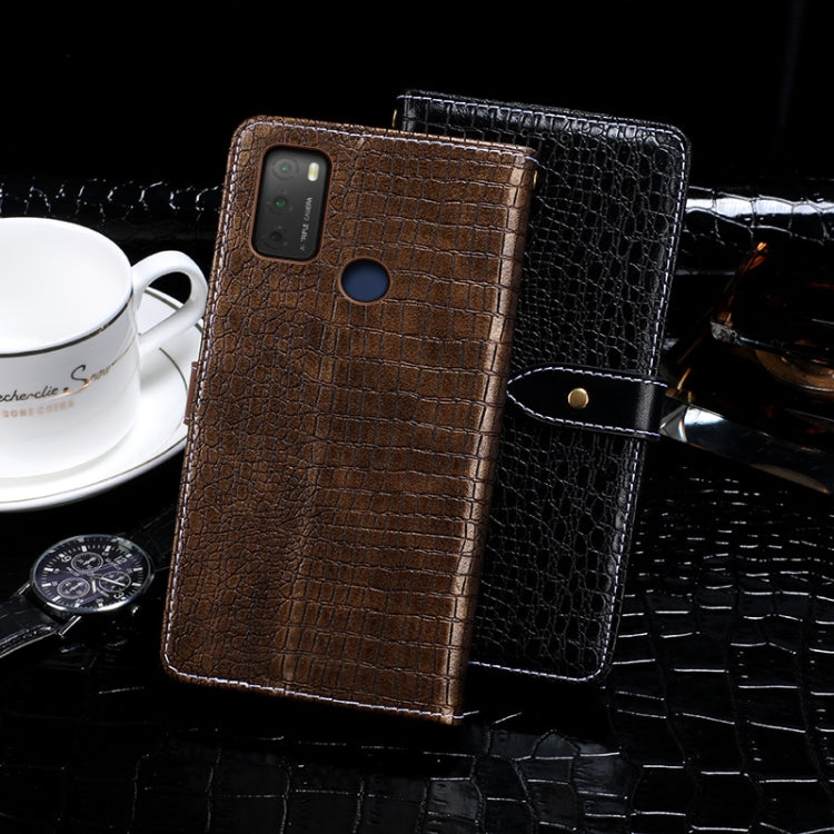 For TCL 20Y idewei Crocodile Texture Horizontal Flip Leather Phone Case(Black) - TCL by idewei | Online Shopping South Africa | PMC Jewellery | Buy Now Pay Later Mobicred