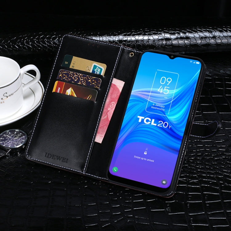 For TCL 20Y idewei Crocodile Texture Horizontal Flip Leather Phone Case(Black) - TCL by idewei | Online Shopping South Africa | PMC Jewellery | Buy Now Pay Later Mobicred