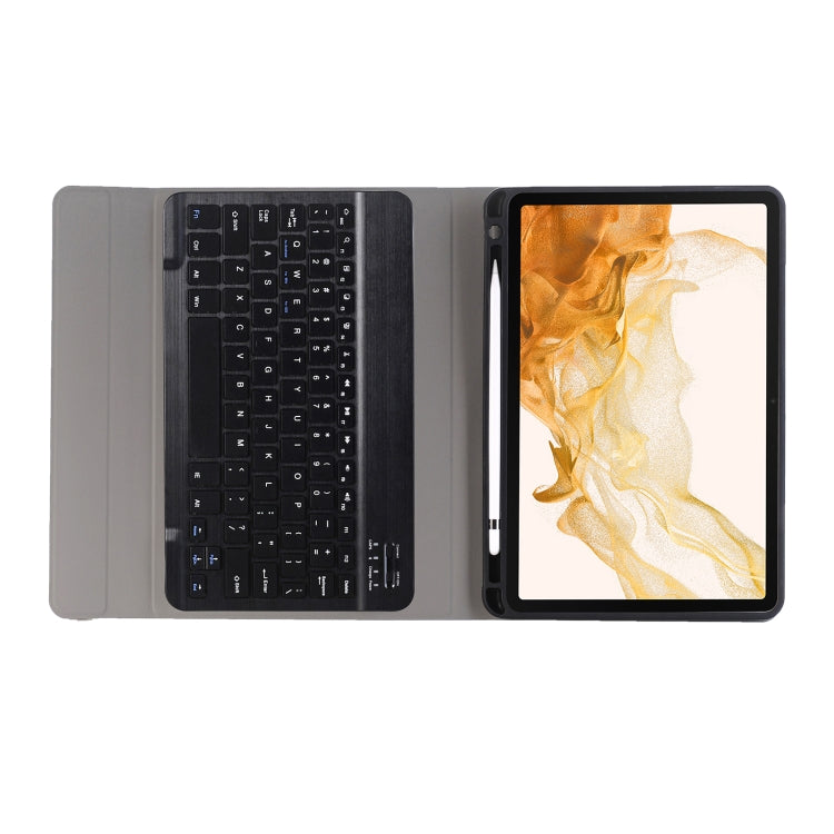 A870B Bluetooth Keyboard Leather Case with Holder & TPU Pen Slot For Samsung Galaxy Tab S8 11 inch SM-X700 / SM-X706(Black) - Samsung Keyboard by PMC TechLife | Online Shopping South Africa | PMC TechLife