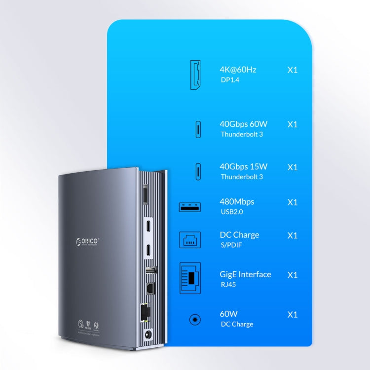 ORICO TB3-S3 Thunderbolt 3 Docking Station(Grey) - HDD Enclosure by ORICO | Online Shopping South Africa | PMc TechLife | Buy Now Pay Later Mobicred