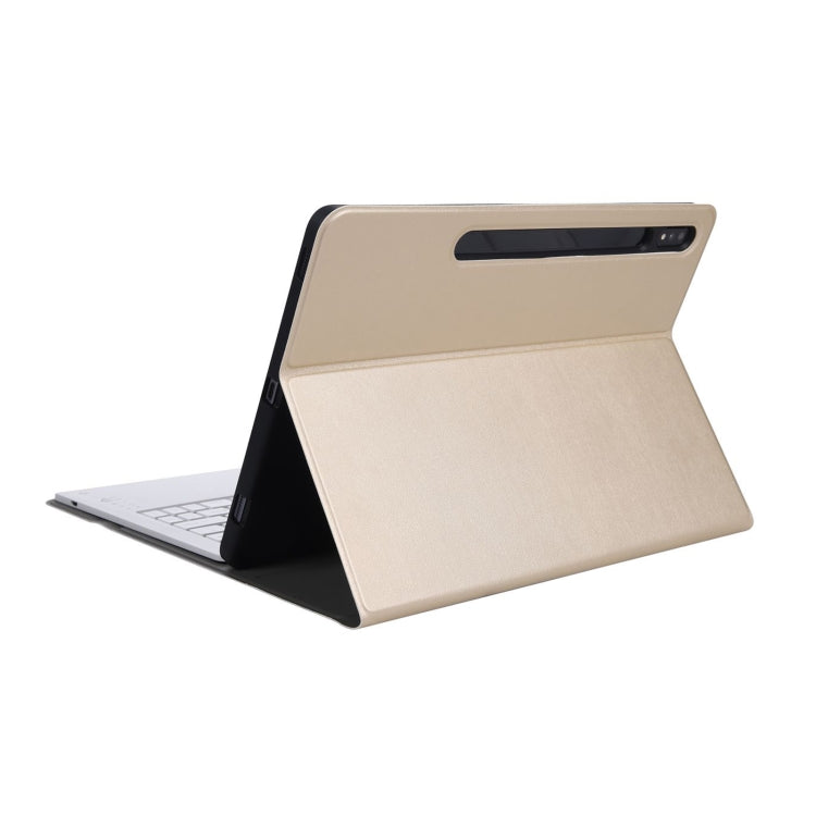 A800B Split Bluetooth Keyboard Leather Case with Holder & Pen Slot For Samsung Galaxy Tab S8+ X800(Gold) - Samsung Keyboard by PMC TechLife | Online Shopping South Africa | PMC TechLife