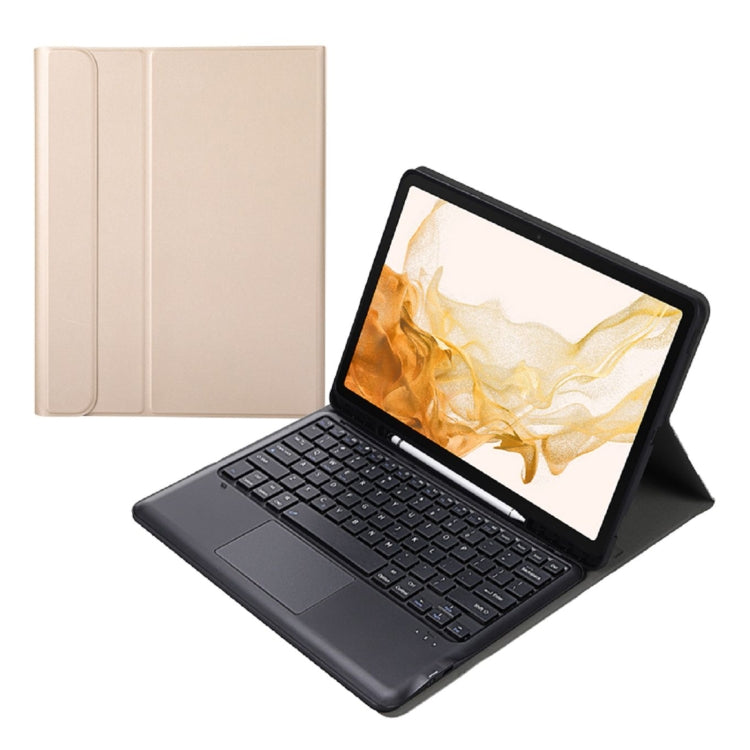 A800B-A Split Bluetooth Keyboard Leather Case with Holder & Pen Slot & Touchpad For Samsung Galaxy Tab S8+ X800(Gold) - Samsung Keyboard by PMC TechLife | Online Shopping South Africa | PMC TechLife