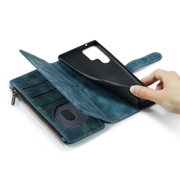 For Samsung Galaxy S22 Ultra 5G CaseMe C30 Multifunctional Phone Leather Case with Holder & Card Slot & Wallet(Blue) - free shipping - PMC Jewellery - Order now!